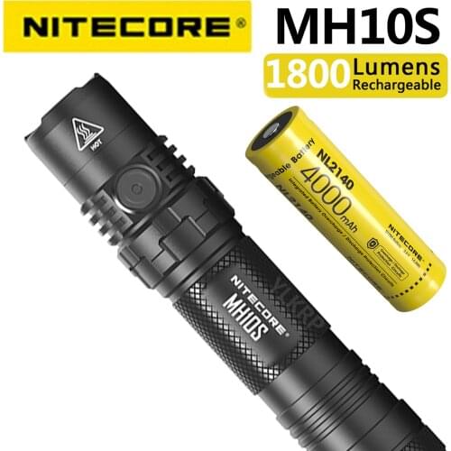 Using Luminus Sst-40-W Led And 1800 Lumens, Nitecore Mh10s Is An Excellent Portable Straight Flashlight With Nl2140 Battery