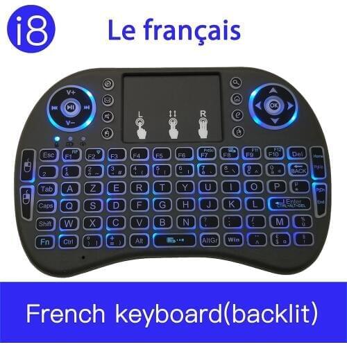 Original i8 French Version 2.4GHz Clavier français i8 Wireless Keyboard Air Mouse Touchpad Handheld for Android TV BOX Mini PC