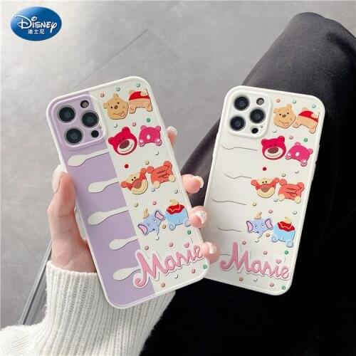 Original Disney Winnie the Pooh Silicone Luxury Cartoon Phone Case for Apple iPhone 12 Pro Shockproof Case Cover zz0727-3