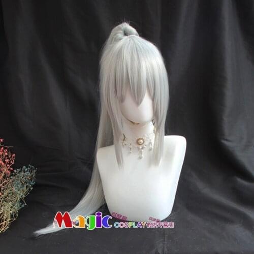 Anime Game Arknights Skadi the Corrupting Heart Cosplay Wig Higuchi Kaede Silver Synthetic Wig Costume Halloween Party Play Wigs