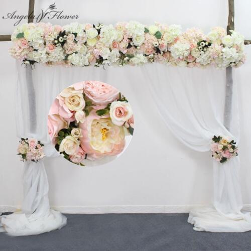 Customize artificial flower row garland decor home curtain wedding road lead corner flower wall silk flower centerpieces ball