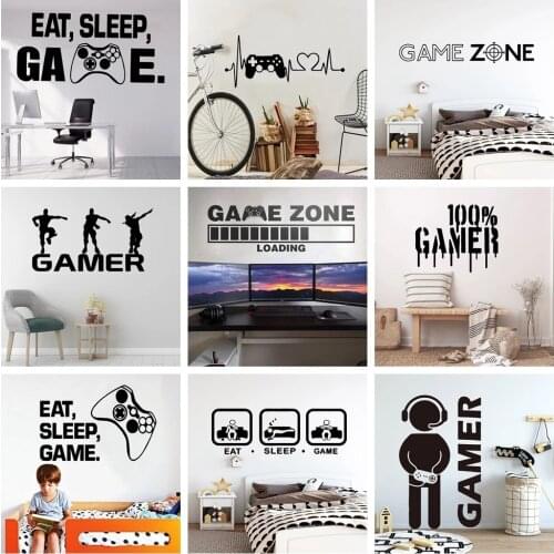 Carved Gamer Wall Sticker Vinyl Mural Wallpaper For Kids Boys Room Decoration Decals Ps4 Gaming Poster Decor Door Stickers