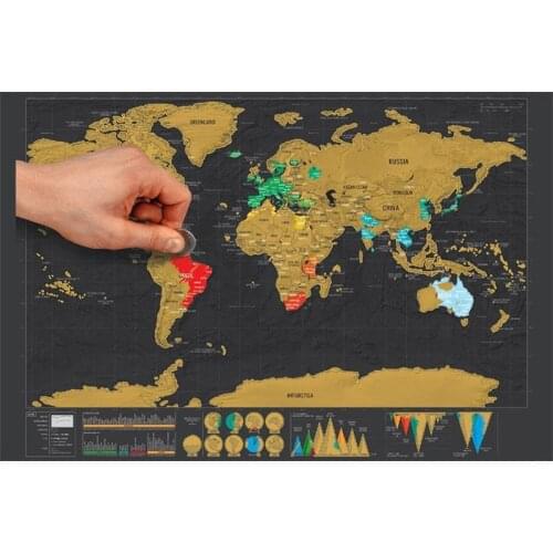 42*30cm Deluxe Erase Black World Map Scratch off World Map Personalized Travel Scratch for Map Room Home Decoration Wall Sticker