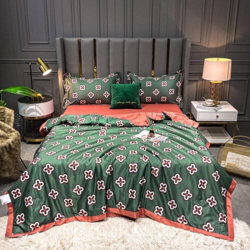 Luxury Green Bedding Pillowcase Full King Queen Twin Quilt Set