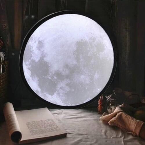 LED Moon Mirror Three Light Color USB Charging Night Light Makeup Table Wall Mirror LED Lamp for Living Room Bedroom Accessories