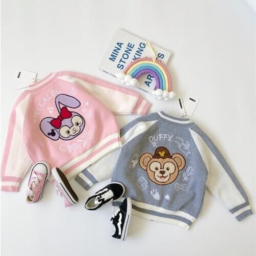 Tonytaobaby Autumn and Winter Childrens Cute Embroidered Cartoon Plush Sweater Girls Sweater
