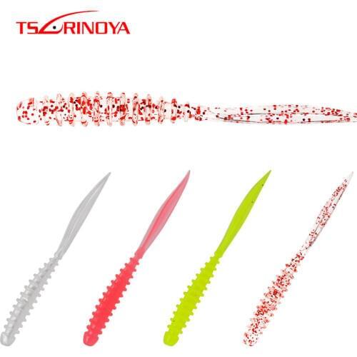 TSURINOYA AJING Soft Fishing Lure ELEGANT 10pcs Rockfish Ocean Rock Swimbait Needle Tail Luminous Soft Jigging Lure 0.4g 60mm