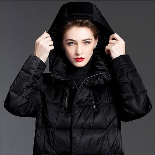 Lady Winter Warm Thicken hooded White Duck Down Jacket blue Women Long black Coat Female Over the knee Outwears big Size clothes