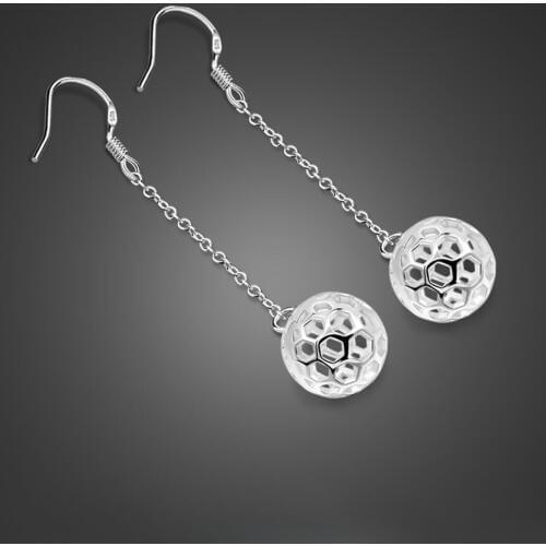 New Hollow Geometry Earrings Round ball Sweet 925 sterling silver Love Earrings Women Gifts Jewelry Orecchini Brincos Pendientes