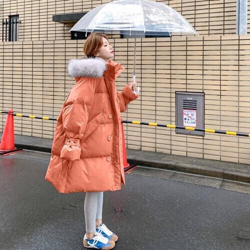 Bella Philosophy 2019 Winter Women Solid Down Coat Lady Casual Korea Warm Coats Female Fur Collar Parkas Loose Outerwears