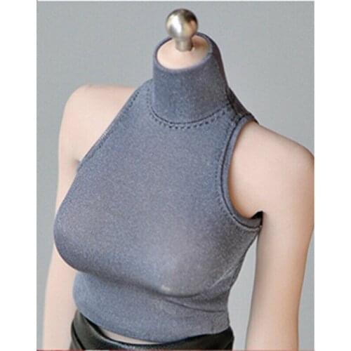 1/6th Grey Short Trendy Skinny T-shirt Bottoming Vest Model for 12"Tbl Ph Female