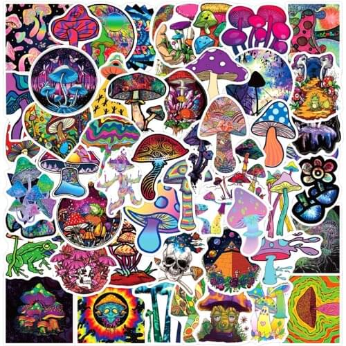 10/30/50pcs/Set Fashion Psychedelic Mushroom Stickers For Skateboard Helmet Gift Box Bicycle Computer Notebook Car Notebook Wall