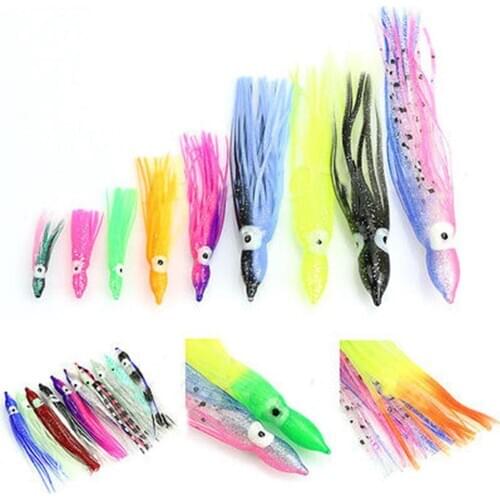 10Pcs Bright Colors Luminous & Without Luminous Imitation Octopus Squid Soft Lure Baits Fishing Lures Set Fishing Tools