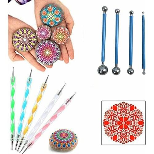 Creative 13Pcs Mandala Dotting Tools Kit Rock Painting Embossing Art Making Set Pottery Clay Craft Ceramics Dotting Paint Tools