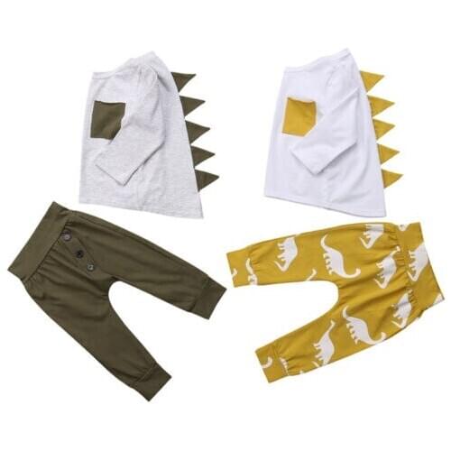 Infant Baby Boy 3D Dinoaur Tops+Long Pants 2Pcs Outfits Kids Fall Clothes Size 6M - 5T