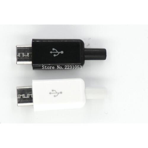 5pcs Black+5pcs White Micro USB 5Pin Male Plug Connector Welding Data OTG Line Interface DIY Data Cable Accessories