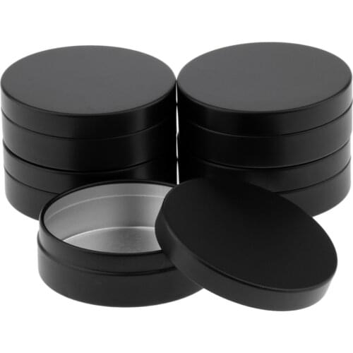 5Pcs 100ml Black Aluminum Round Lip Balm Tin Storage Jar Containers for Makeup