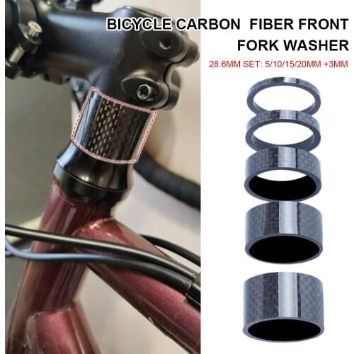 5pcs Bicycle Spacer Carbon Spacer 28.6mm Headset Stem MTB Road Bike Washer 3/5/10/15/20mm OD2 Stem Front Fork Adjustment Spacer