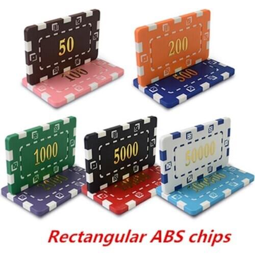 6Pcs/set ABS new material with rectangular par Dezhou poker stud Black Jack hot chip