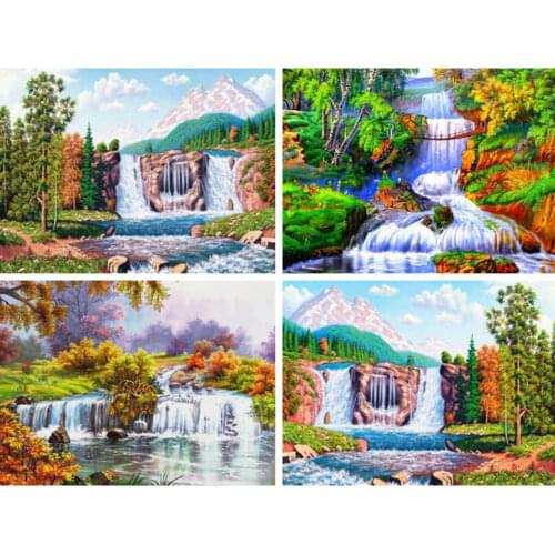 AZQSD 5d Diamond Painting Waterfall Needlework Cross Stitch Diamond Embroidery Landscape Handmade Rhinestones Gift Home Decor