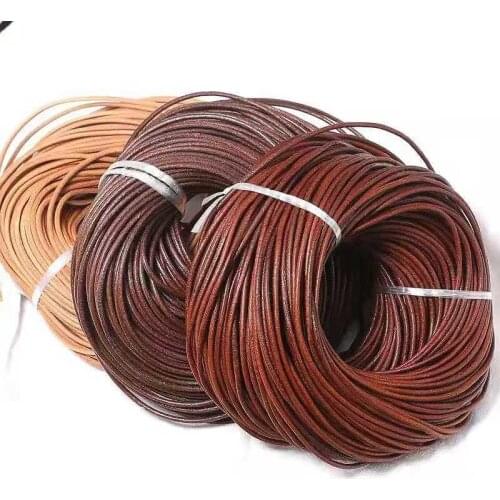 Free shipping 3mm diameter retro color round cowhide rope DIY material bracelet necklace jewelry rope