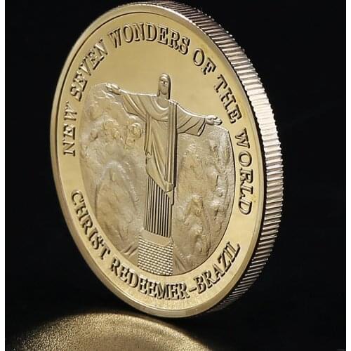 Brazil Christ the Redeemer Gold Coin God Jesus World New Seven Wonders Souvenir Coins Gifts