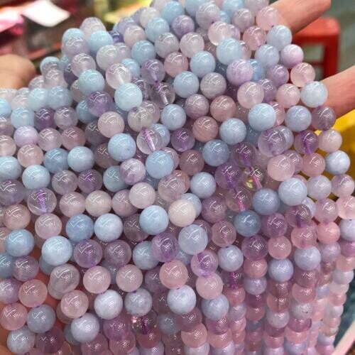 8mm 10mm Natural Purple Morgan Stone Crystal Beads Fit Bracelet Jewelry Making Round Loose Crystal Quartz Stone Bead Strand 15