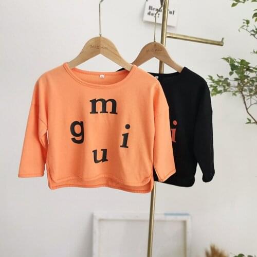 Kids Shirts Casual Letter Long Sleeve T-shirt for Girls Toddler Boys Clothing 2020 Spring Autumn Korean Children Tees T-shirts