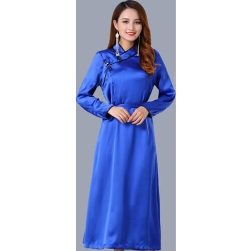 Ethnic festival party long dress mongolian dance stage wears Asia costumes singer perform wears grassland women living clothing