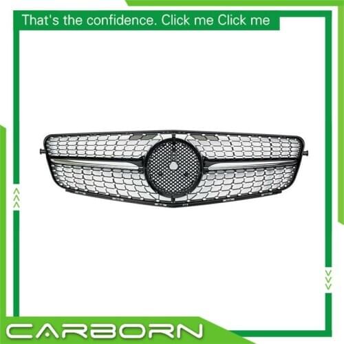For Mercedes-Benz C-class W204 C180 C200 C300 C250 C350 06 07 08 09 10 11 12 13 Diamond Style with Emblem Front Racing Grille