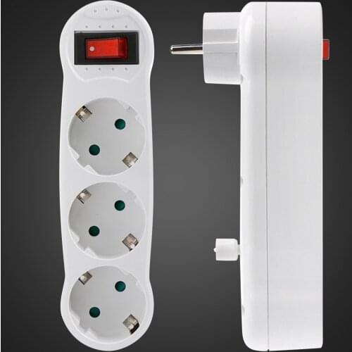 European Standard Three Socket 2 Round Plug 3 Hole Socket With Switch On Off Wall Charger Adapter Power Outlet White Sockets#dg4