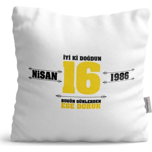 Personalized happy birthday Design White Satin Pillow-5