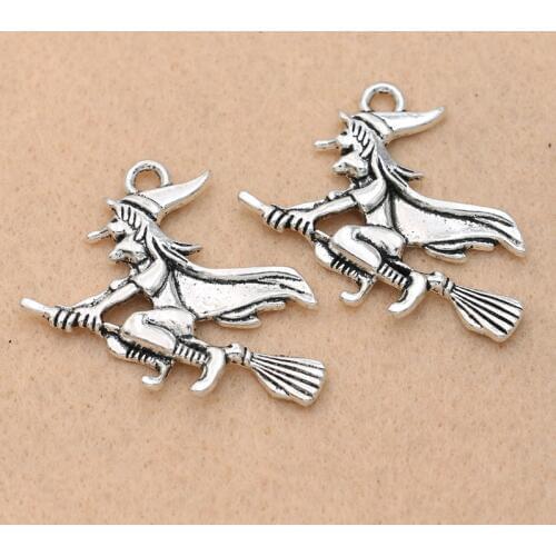 KJjewel 2pcs Antique Silver Plated Wizard Charms Pendants Jewelry Making Bracelet Findings Crafts Accessories 33x35mm