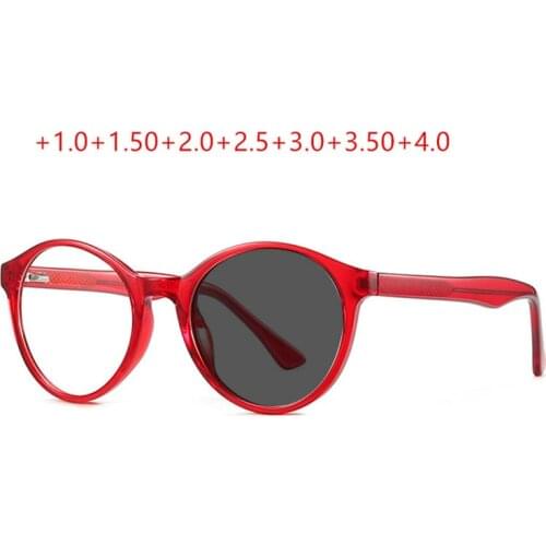 Round Photochromic Reading Glasses Men Metal Hyperopia Eyeglasses Women Presbyopic Eyewear +1.0 +1.5 +2.0 +2.5 +3.0 To +4.0