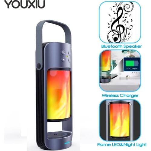 Led Vlam Licht Bluetooth Speaker Portable Outdoor Loudspeaker Draagbare Home Luidspreker Wireless Charger for iPhone 12 Max