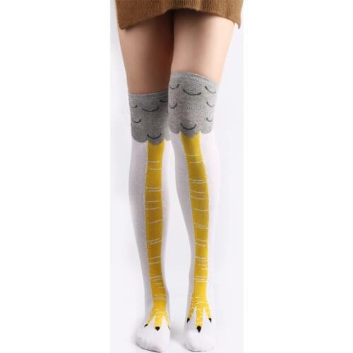 Summer Funny Design Cotton Stockings Cartoon Chicken Feet Pattern Knee-Highs Fashion Show Thin Humour In Tube Socks For Women