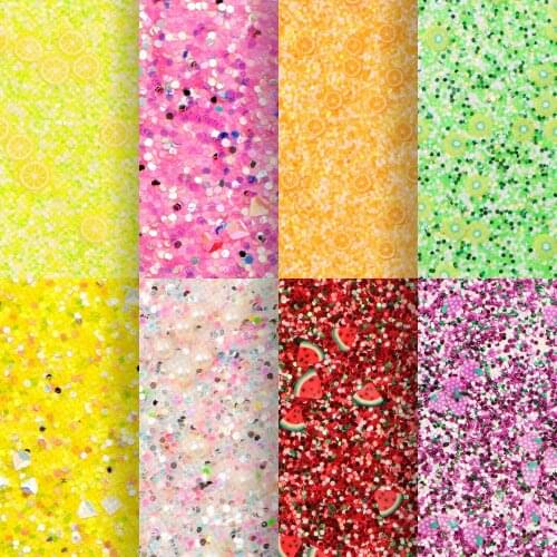 20*33cm Chunky Glitter Polymer Clay Vinyl Fabric Pearl Faux Leather Sheets For Hair Bows Earrings Leather Fabirc,1Yc20277