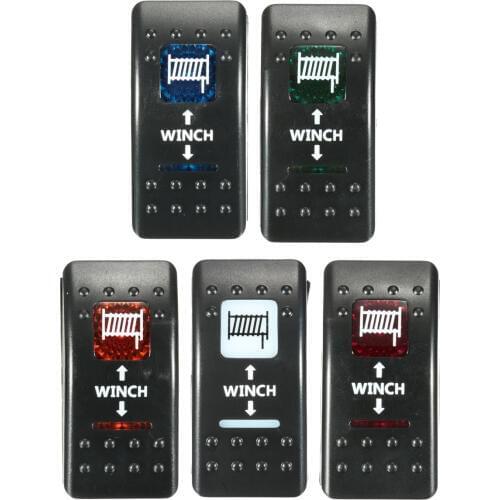 12V 24V Boat Marine LED Rocker Switch Winch In Winch Out ON-OFF-ON Rocker Switches Dual LED Light Blue Red Orange Green White