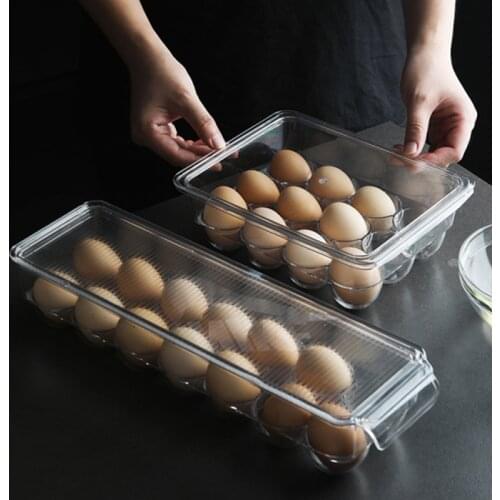 12/14 Grids Egg Tray Transparent Egg Storage Box Containers Kitchen Refrigerator Eggs Dispenser Airtight Fresh Preservation