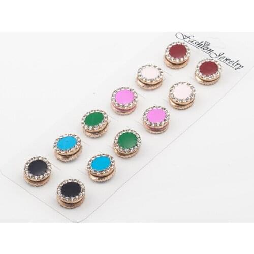 Fashion women crystal magnet hijab brooches rhinestone muslim hijab brooch muslim scarf clips pins 48pcs/lot mix color