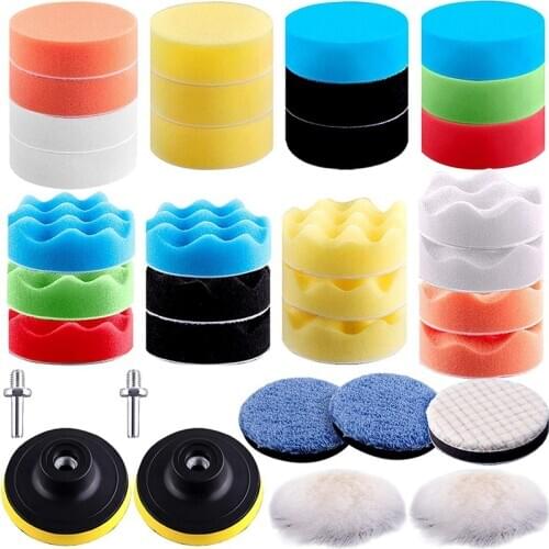 35 Pieces Car Polishing Pad Kit 80mm Buffing Pads Foam Polish Pads Polisher Attachment for Drill