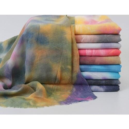 2020 Newest Tie-dyed Cotton Scarf Shawl Female Autumn Elastic Scarves Islamic Turban Headband Muslim Woman Veil Hijab Stoles