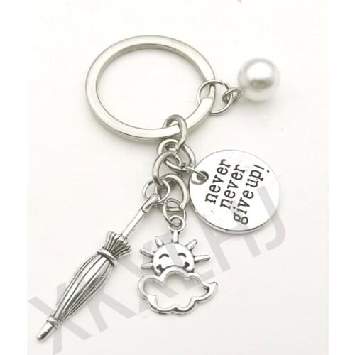 New Creative Cute Cloud Sun Umbrella Pendant Keychain Jewelry Pearl Key Chain Travel Souvenir Gift Charm Bag for Men and Women