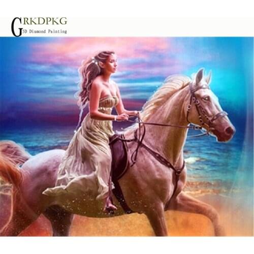 New 5D DIY Diamond drawing,Diamond embroidery,Cross stitch,Girl, horse, princess,image,Unfinished decorative painting