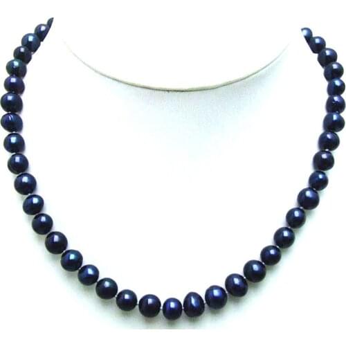 Qingmos Natural Pearl Necklace for Women with 8-9mm Black Freshwater Round Genuin Pink Pearl Chokers Necklace Women Jewelry 5840