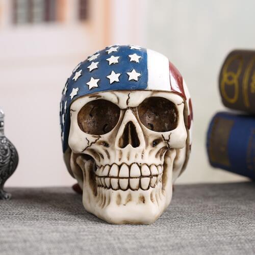 MRZOOT Resin Craft Home Decorations Skeleton Skull American Flag Personalized Ornaments Fashion Decor
