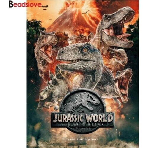 Full 5D DIY Diamond Painting Jurassic World animal dinosaur 3D Embroidery Cross Stitch Mosaic Rhinestone Home Decor Gift