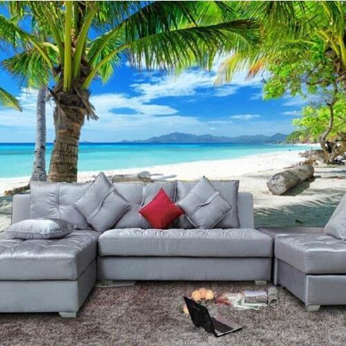 Custom mural 3d Sea view Beach landscape Hawaii TV Bedroom living room Background wall mural cafe wallpaper