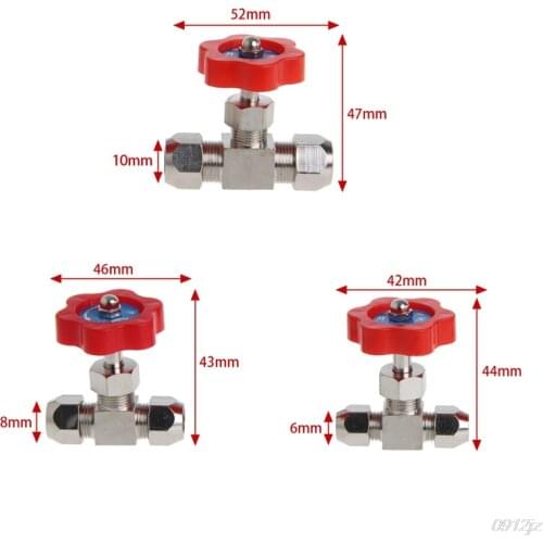 Durable Tube Nickel-Plated Brass Plug Needle Valve OD 6mm/8mm/10mm C90A New Drop ship