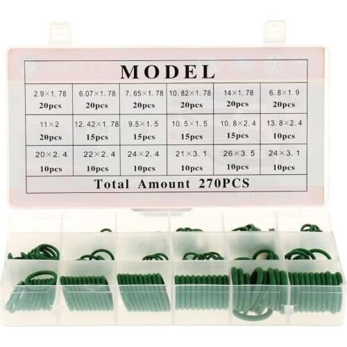 270 Pieces HNBR Car Air Conditioning O-Ring Rubber Washer Seal Assortment